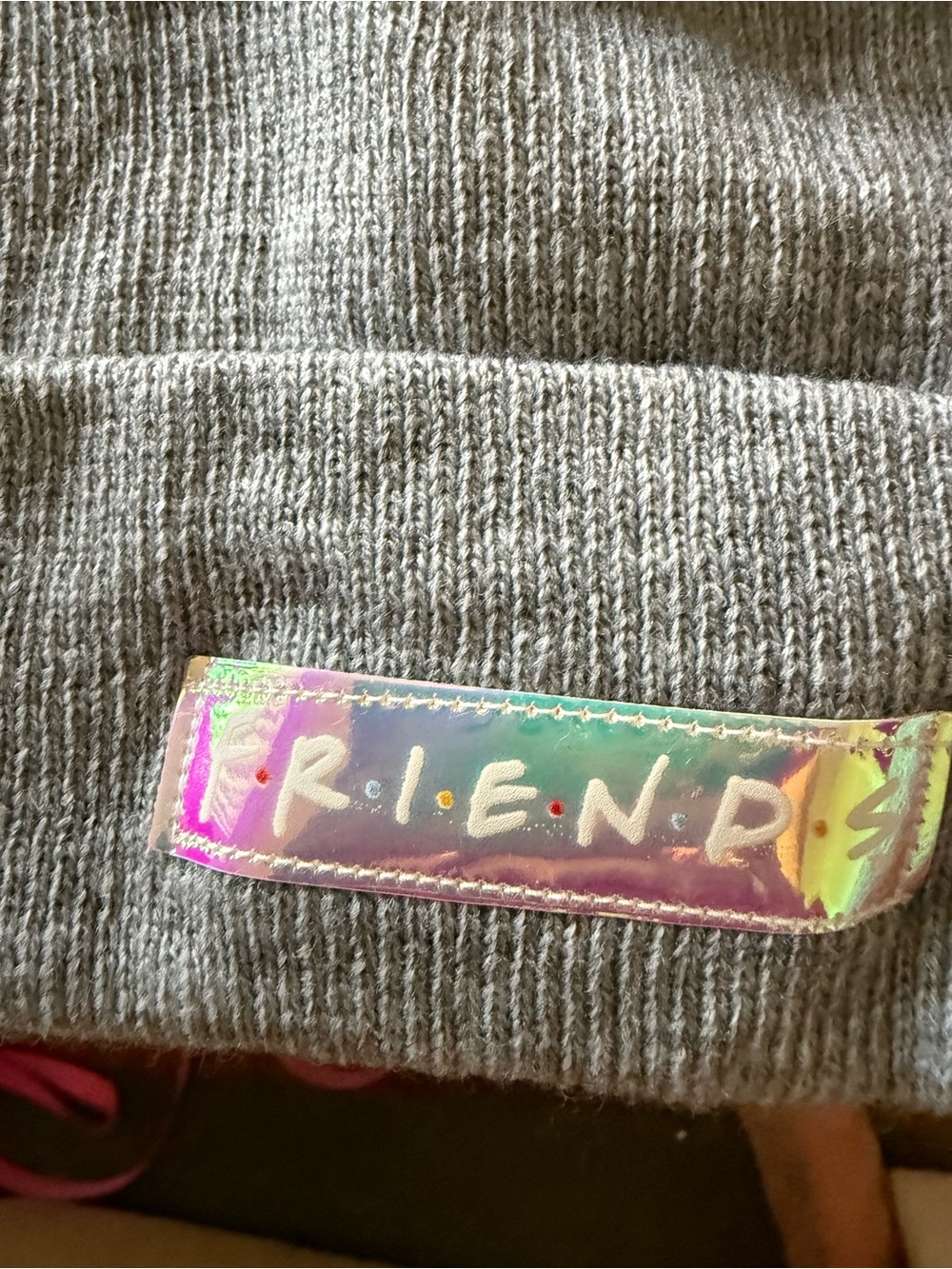 FRIENDS CultureFly Gray Knit Beanie Iridescent Logo Hat NWT